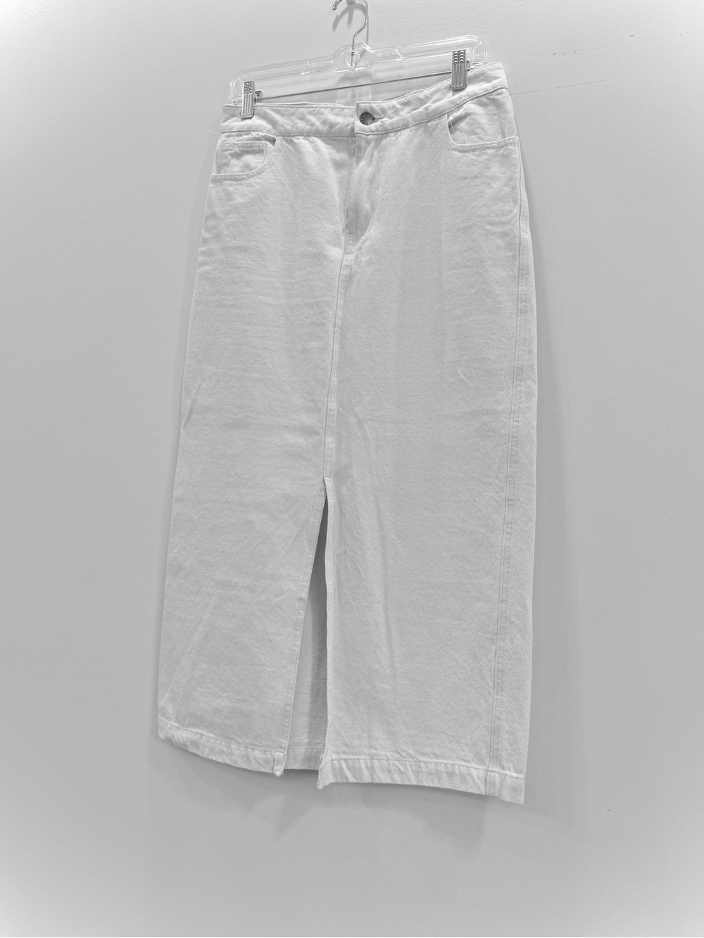 Velvet Heart White Maxi Skirt with Center Front Slit